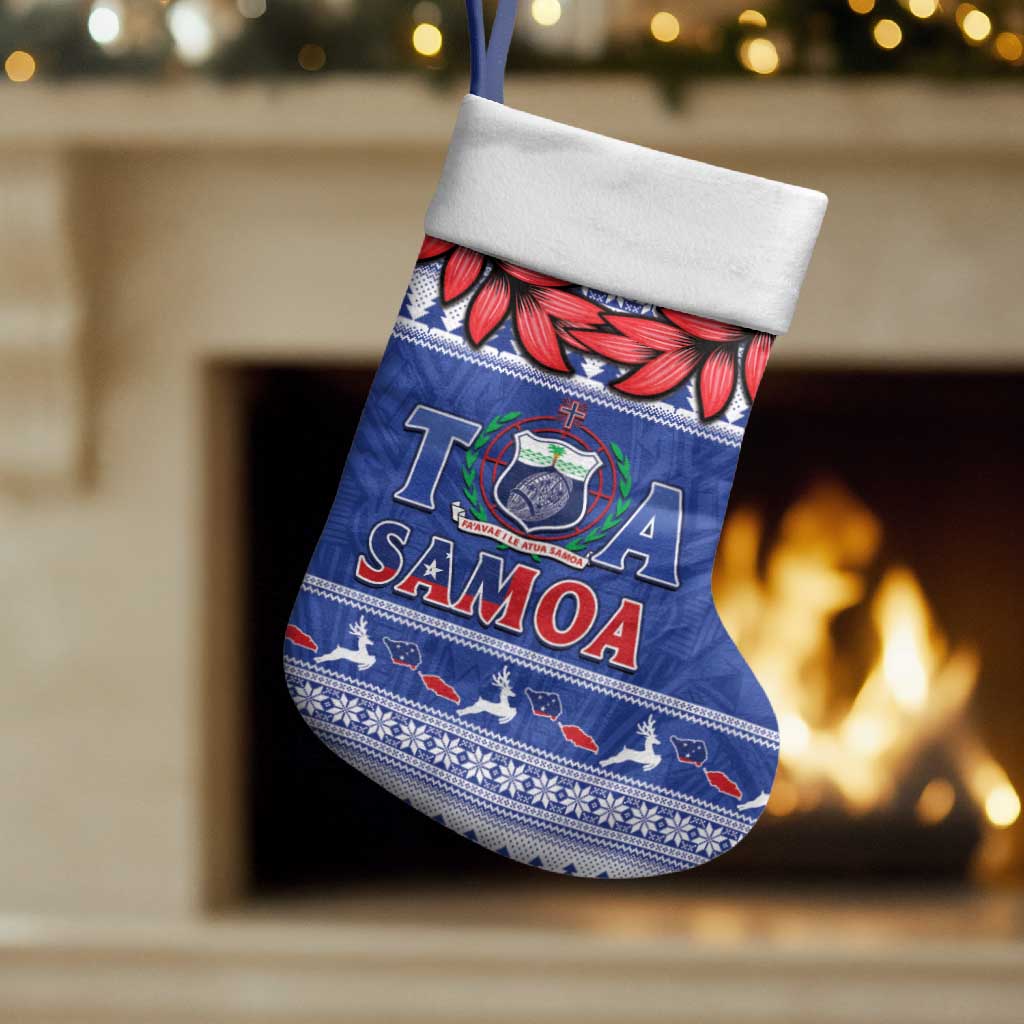 Toa Samoa Rugby Christmas Stocking Ula Fala Samoan Pattern Blue LT14 Set of 2 Blue - Polynesian Pride