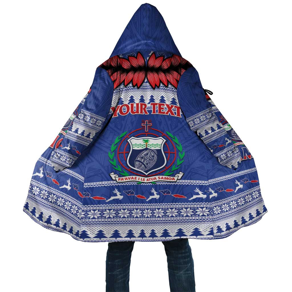 Personalised Toa Samoa Rugby Christmas Cloak Ula Fala Samoan Pattern Blue LT14 Unisex Blue - Polynesian Pride