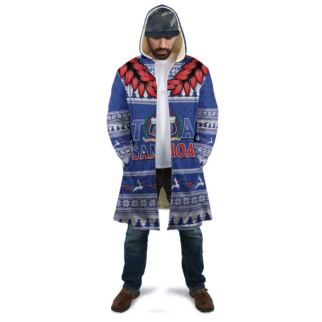 Personalised Toa Samoa Rugby Christmas Cloak Ula Fala Samoan Pattern Blue LT14 - Polynesian Pride