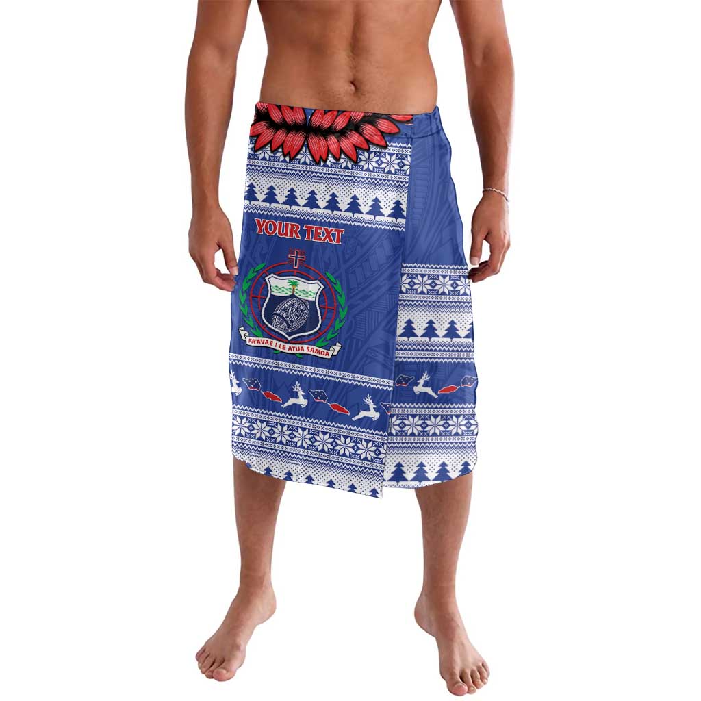 Personalised Toa Samoa Rugby Christmas Lavalava Ula Fala Samoan Pattern Blue LT14 Blue - Polynesian Pride