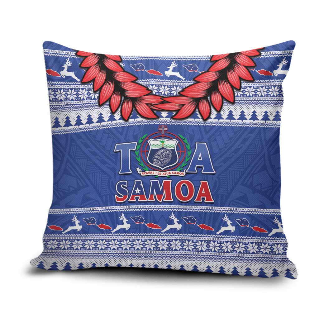 Toa Samoa Rugby Christmas Pillow Cover Ula Fala Samoan Pattern Blue LT14 Blue - Polynesian Pride