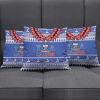 Toa Samoa Rugby Christmas Pillow Cover Ula Fala Samoan Pattern Blue LT14 - Polynesian Pride