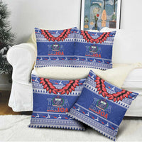 Toa Samoa Rugby Christmas Pillow Cover Ula Fala Samoan Pattern Blue LT14 - Polynesian Pride