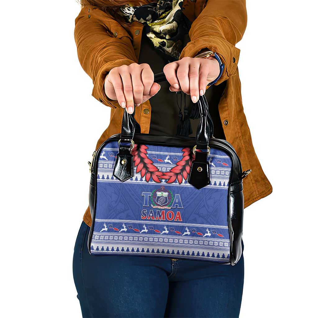 Toa Samoa Rugby Christmas Shoulder Handbag Ula Fala Samoan Pattern Blue LT14 One Size Blue - Polynesian Pride