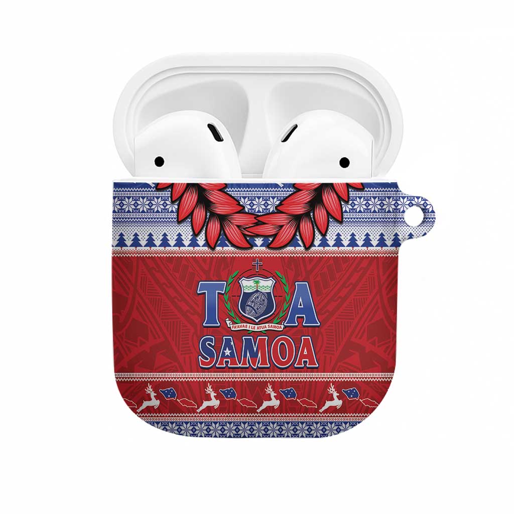 Toa Samoa Rugby Christmas AirPods Case Ula Fala Samoan Pattern Red LT14 Red - Polynesian Pride