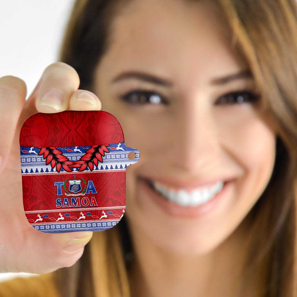 Toa Samoa Rugby Christmas AirPods Case Ula Fala Samoan Pattern Red LT14 - Polynesian Pride