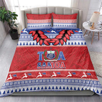 Toa Samoa Rugby Christmas Bedding Set Ula Fala Samoan Pattern Red LT14 - Polynesian Pride