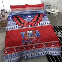 Toa Samoa Rugby Christmas Bedding Set Ula Fala Samoan Pattern Red LT14 - Polynesian Pride