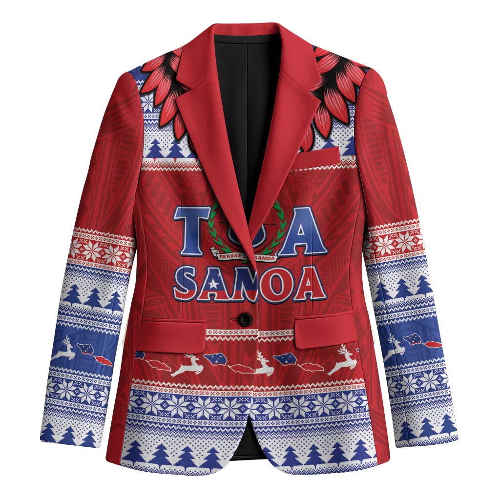 Personalised Toa Samoa Rugby Christmas Blazer Ula Fala Samoan Pattern Red LT14 Unisex Red - Polynesian Pride