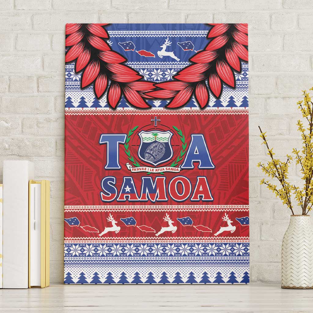Toa Samoa Rugby Christmas Canvas Wall Art Ula Fala Samoan Pattern Red LT14 Without Frame Red - Polynesian Pride