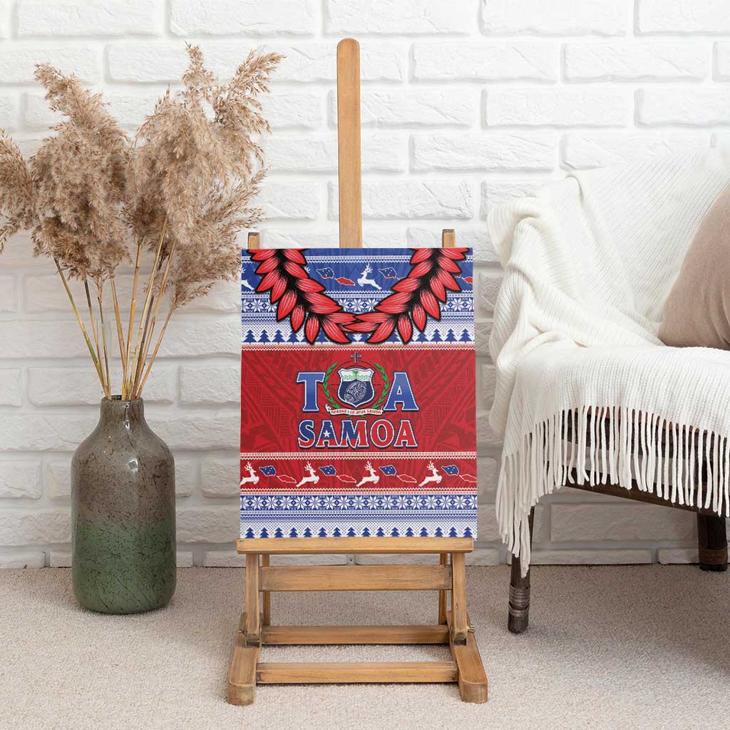 Toa Samoa Rugby Christmas Canvas Wall Art Ula Fala Samoan Pattern Red LT14 - Polynesian Pride