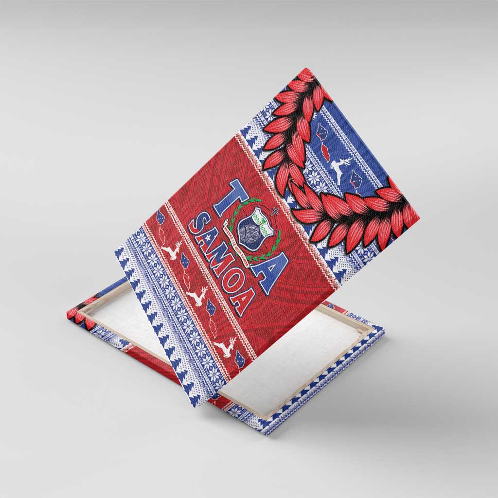 Toa Samoa Rugby Christmas Canvas Wall Art Ula Fala Samoan Pattern Red LT14 With Frame Red - Polynesian Pride