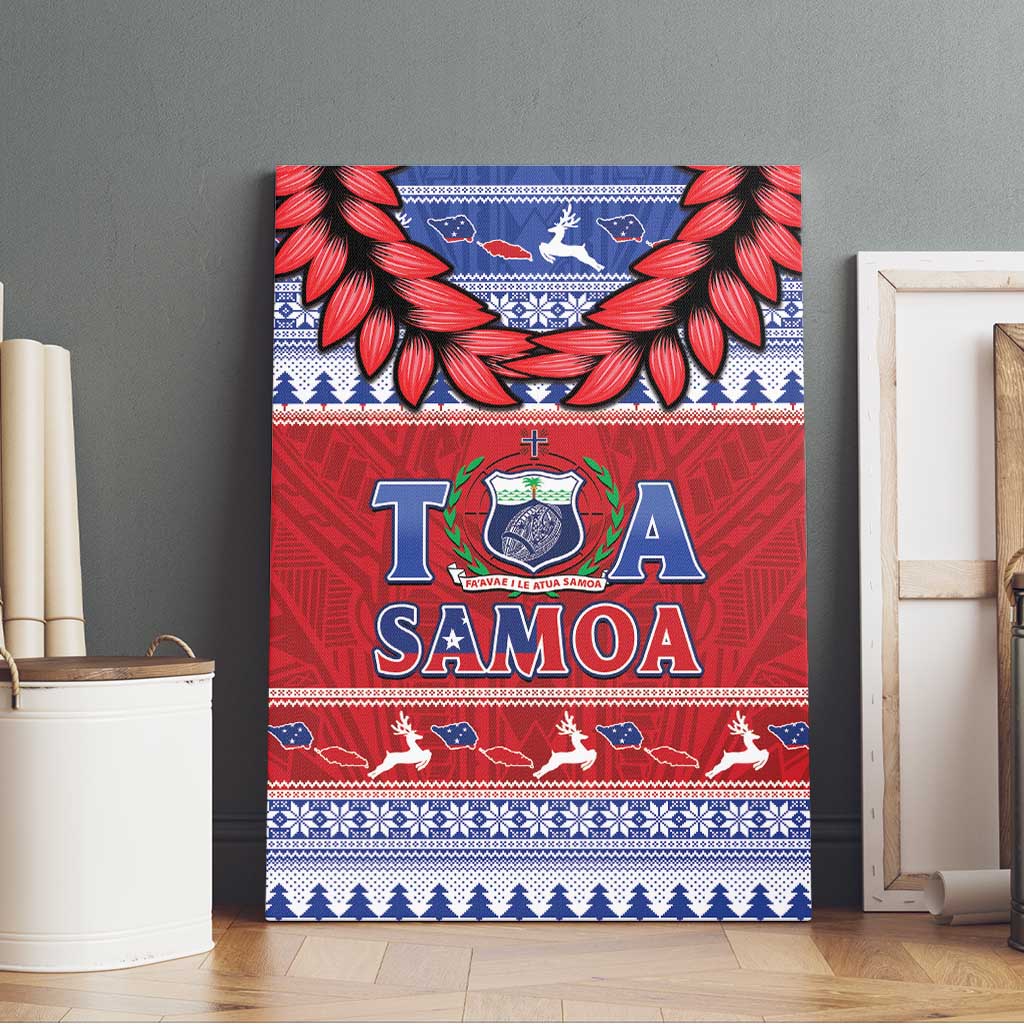 Toa Samoa Rugby Christmas Canvas Wall Art Ula Fala Samoan Pattern Red LT14 - Polynesian Pride
