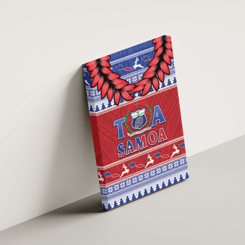 Toa Samoa Rugby Christmas Canvas Wall Art Ula Fala Samoan Pattern Red LT14 - Polynesian Pride
