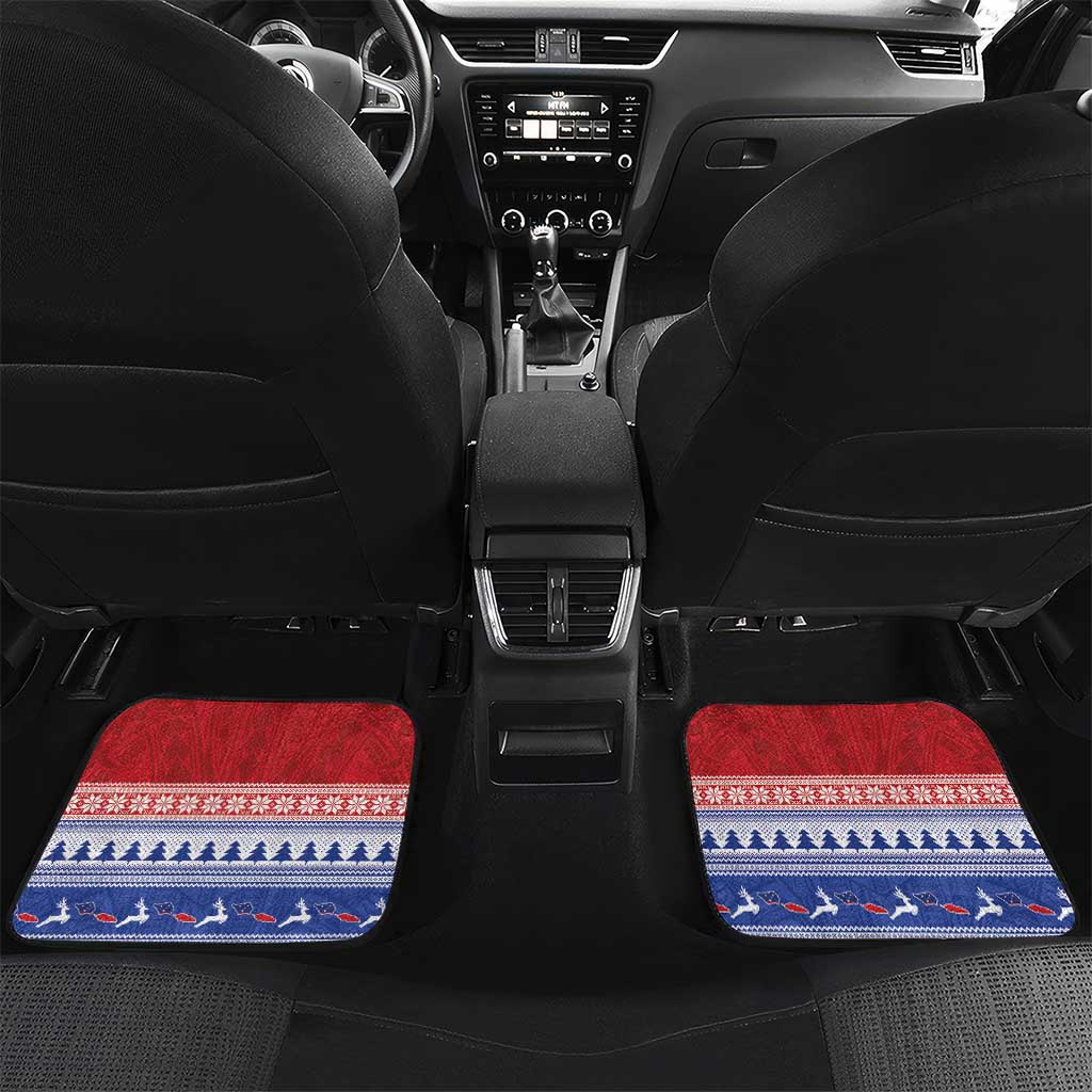 Personalised Toa Samoa Rugby Christmas Car Mats Ula Fala Samoan Pattern Red LT14 Set 2pcs - Back Red - Polynesian Pride