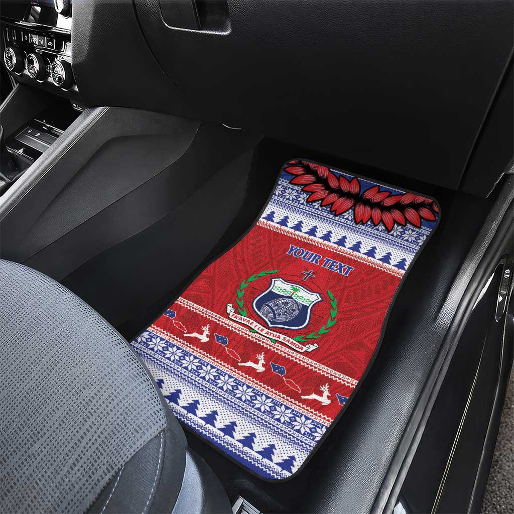 Personalised Toa Samoa Rugby Christmas Car Mats Ula Fala Samoan Pattern Red LT14 - Polynesian Pride