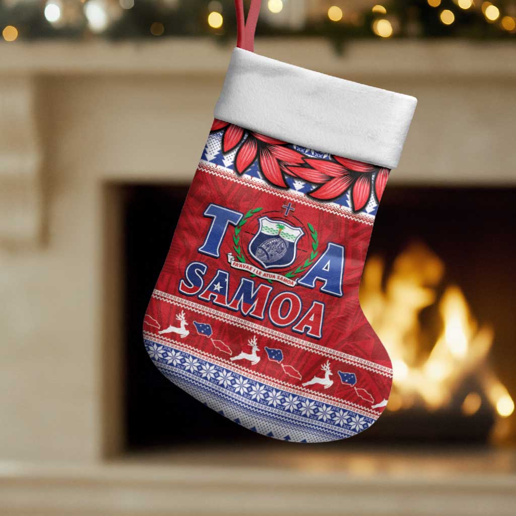 Toa Samoa Rugby Christmas Stocking Ula Fala Samoan Pattern Red LT14 Set of 2 Red - Polynesian Pride