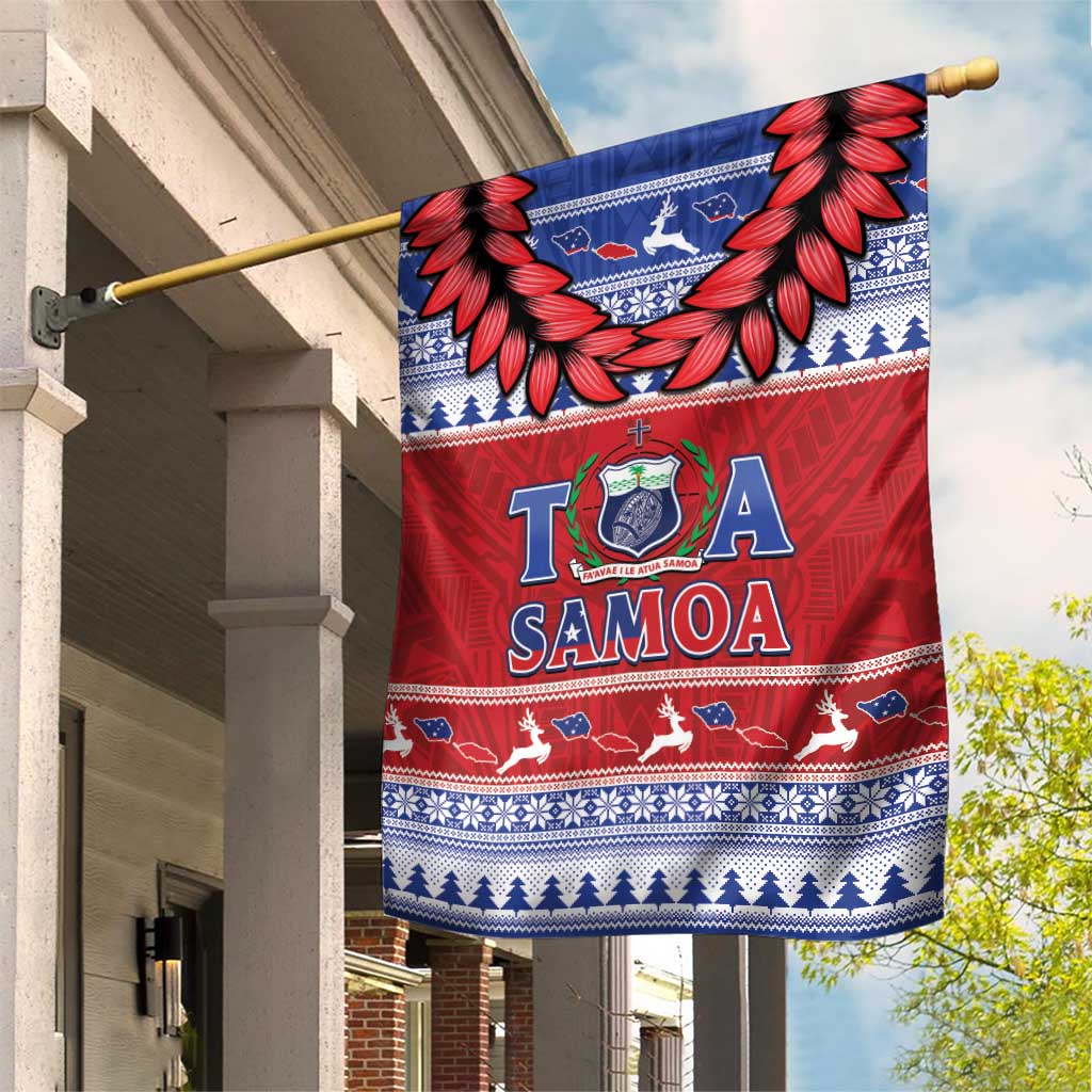 Toa Samoa Rugby Christmas Garden Flag Ula Fala Samoan Pattern Red LT14 House Flag Red - Polynesian Pride