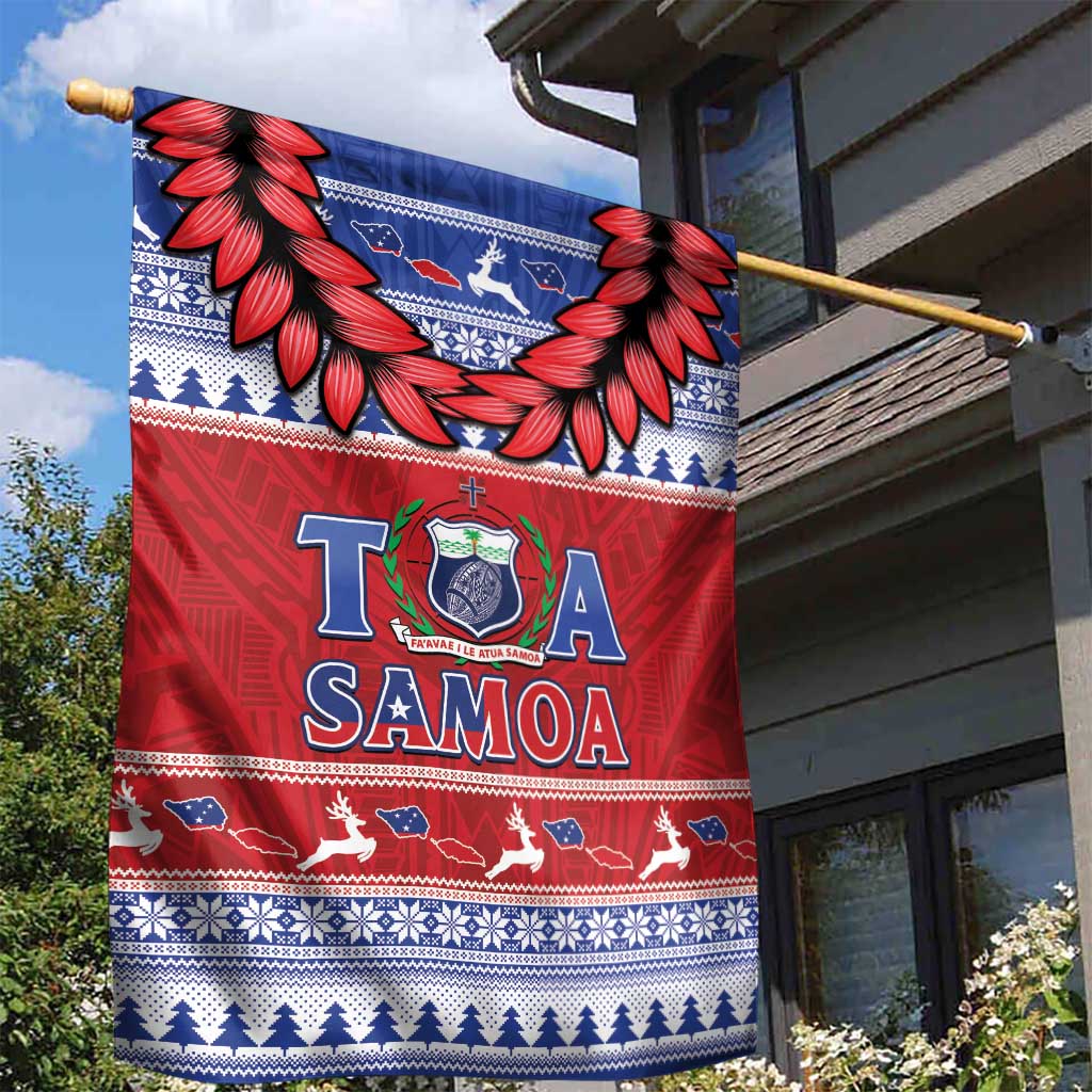 Toa Samoa Rugby Christmas Garden Flag Ula Fala Samoan Pattern Red LT14 - Polynesian Pride
