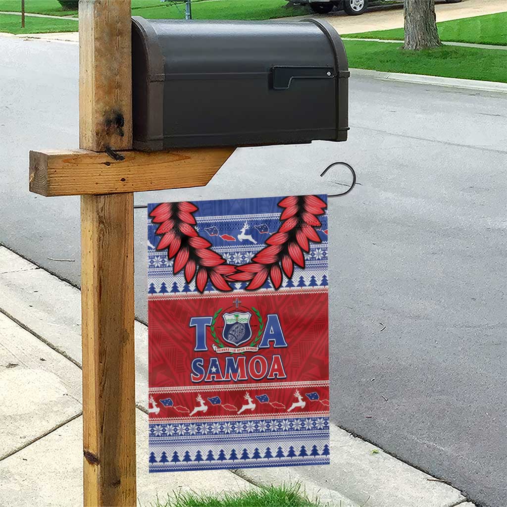Toa Samoa Rugby Christmas Garden Flag Ula Fala Samoan Pattern Red LT14 - Polynesian Pride