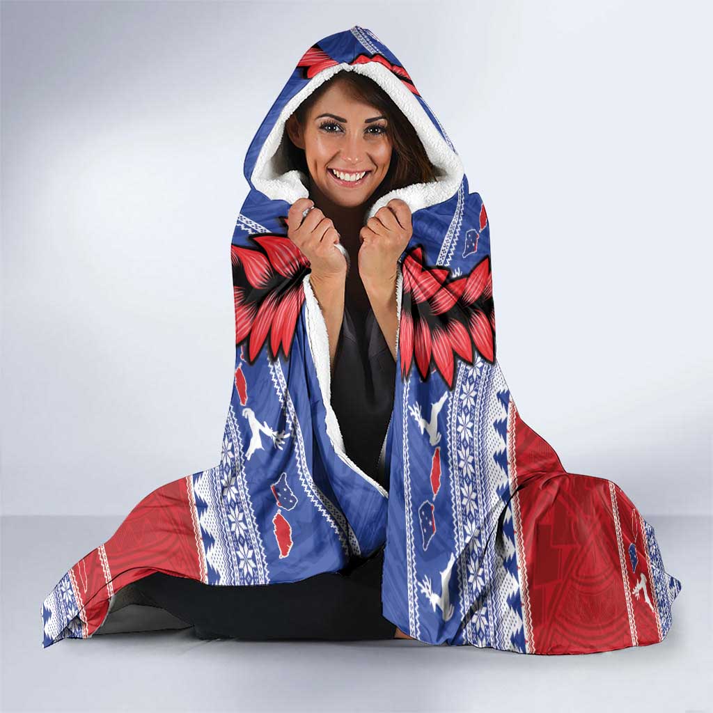 Toa Samoa Rugby Christmas Hooded Blanket Ula Fala Samoan Pattern Red LT14 - Polynesian Pride