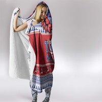 Toa Samoa Rugby Christmas Hooded Blanket Ula Fala Samoan Pattern Red LT14 - Polynesian Pride