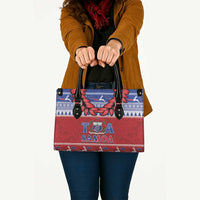 Toa Samoa Rugby Christmas Leather Bag Ula Fala Samoan Pattern Red LT14 - Polynesian Pride