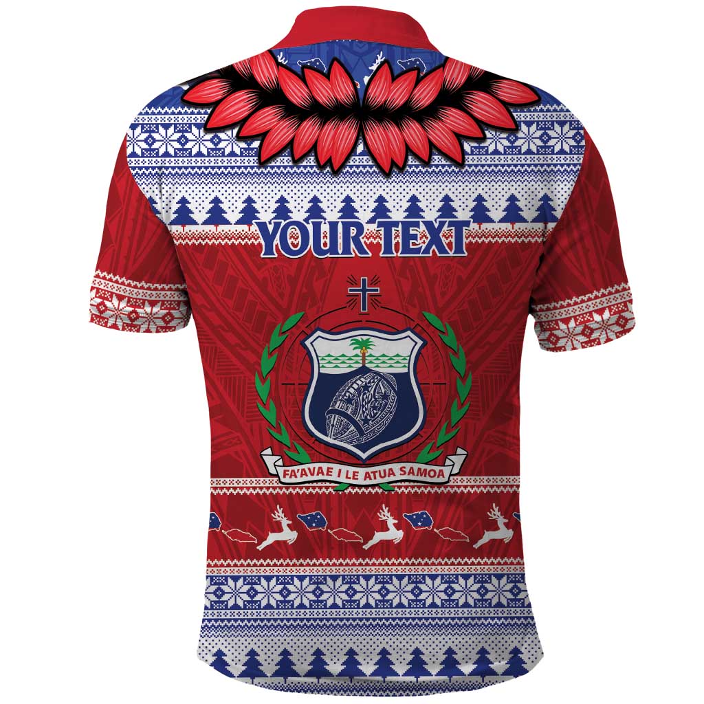 Personalised Toa Samoa Rugby Christmas Polo Shirt Ula Fala Samoan Pattern Red LT14 - Polynesian Pride