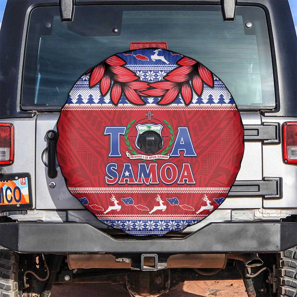 Toa Samoa Rugby Christmas Spare Tire Cover Ula Fala Samoan Pattern Red LT14 Red - Polynesian Pride