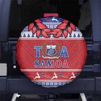 Toa Samoa Rugby Christmas Spare Tire Cover Ula Fala Samoan Pattern Red LT14 No hole Red - Polynesian Pride