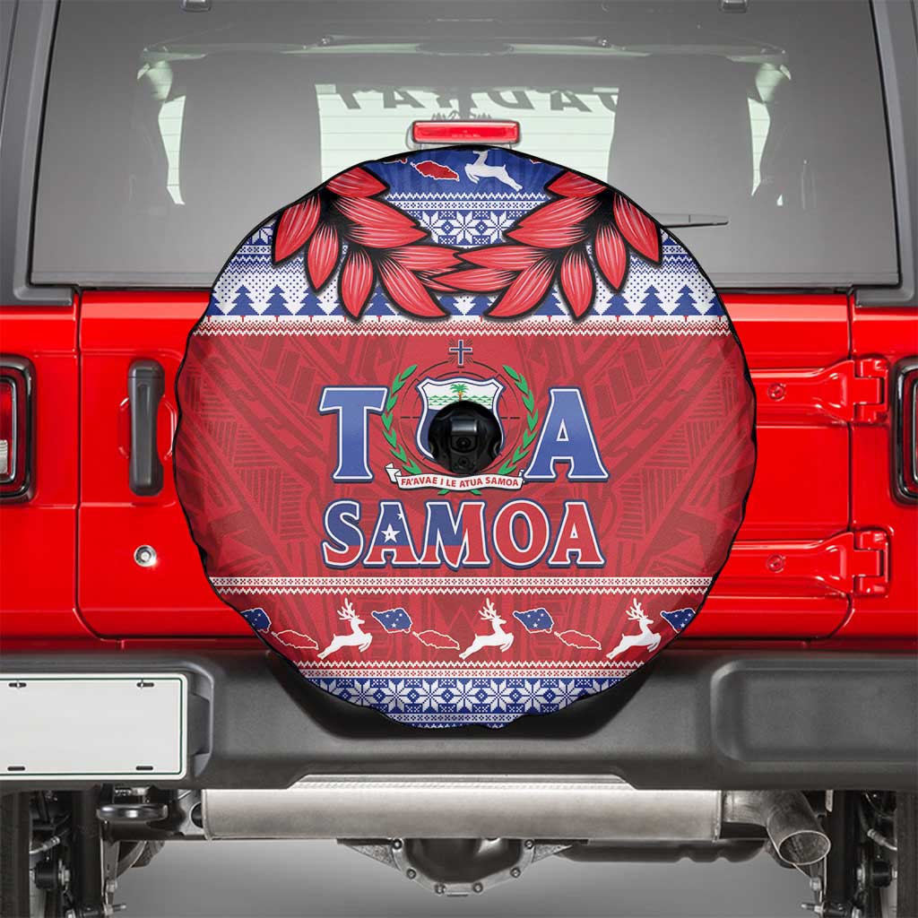 Toa Samoa Rugby Christmas Spare Tire Cover Ula Fala Samoan Pattern Red LT14 - Polynesian Pride