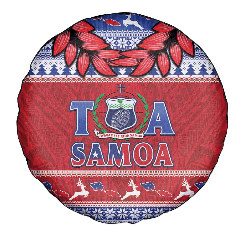 Toa Samoa Rugby Christmas Spare Tire Cover Ula Fala Samoan Pattern Red LT14 - Polynesian Pride
