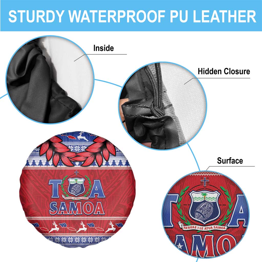 Toa Samoa Rugby Christmas Spare Tire Cover Ula Fala Samoan Pattern Red LT14 - Polynesian Pride