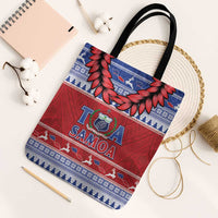 Toa Samoa Rugby Christmas Tote Bag Ula Fala Samoan Pattern Red LT14 Black Strap One Size Red - Polynesian Pride