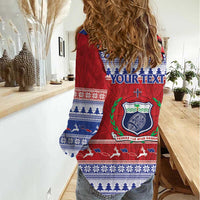 Personalised Toa Samoa Rugby Christmas Women Casual Shirt Ula Fala Samoan Pattern Red LT14 - Polynesian Pride