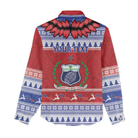 Personalised Toa Samoa Rugby Christmas Women Casual Shirt Ula Fala Samoan Pattern Red LT14 - Polynesian Pride