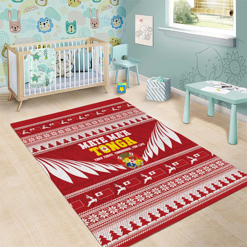 Tonga Rugby Christmas Area Rug Mate Maa Tonga Ngatu Pattern LT14 - Polynesian Pride