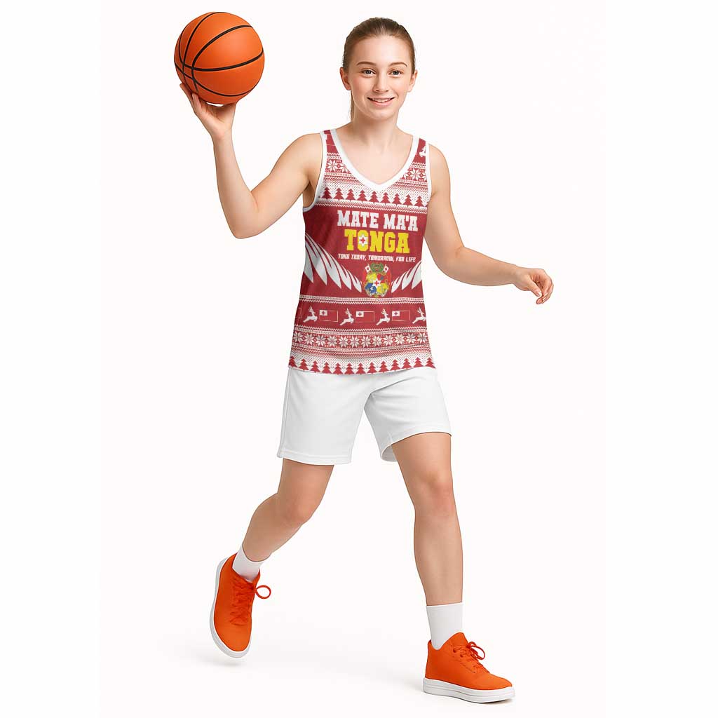 Personalised Tonga Rugby Christmas Basketball Jersey Mate Maa Tonga Ngatu Pattern LT14 - Polynesian Pride