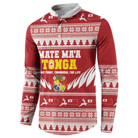 Personalised Tonga Rugby Christmas Button Sweatshirt Mate Maa Tonga Ngatu Pattern LT14 - Polynesian Pride