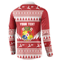 Personalised Tonga Rugby Christmas Button Sweatshirt Mate Maa Tonga Ngatu Pattern LT14 - Polynesian Pride