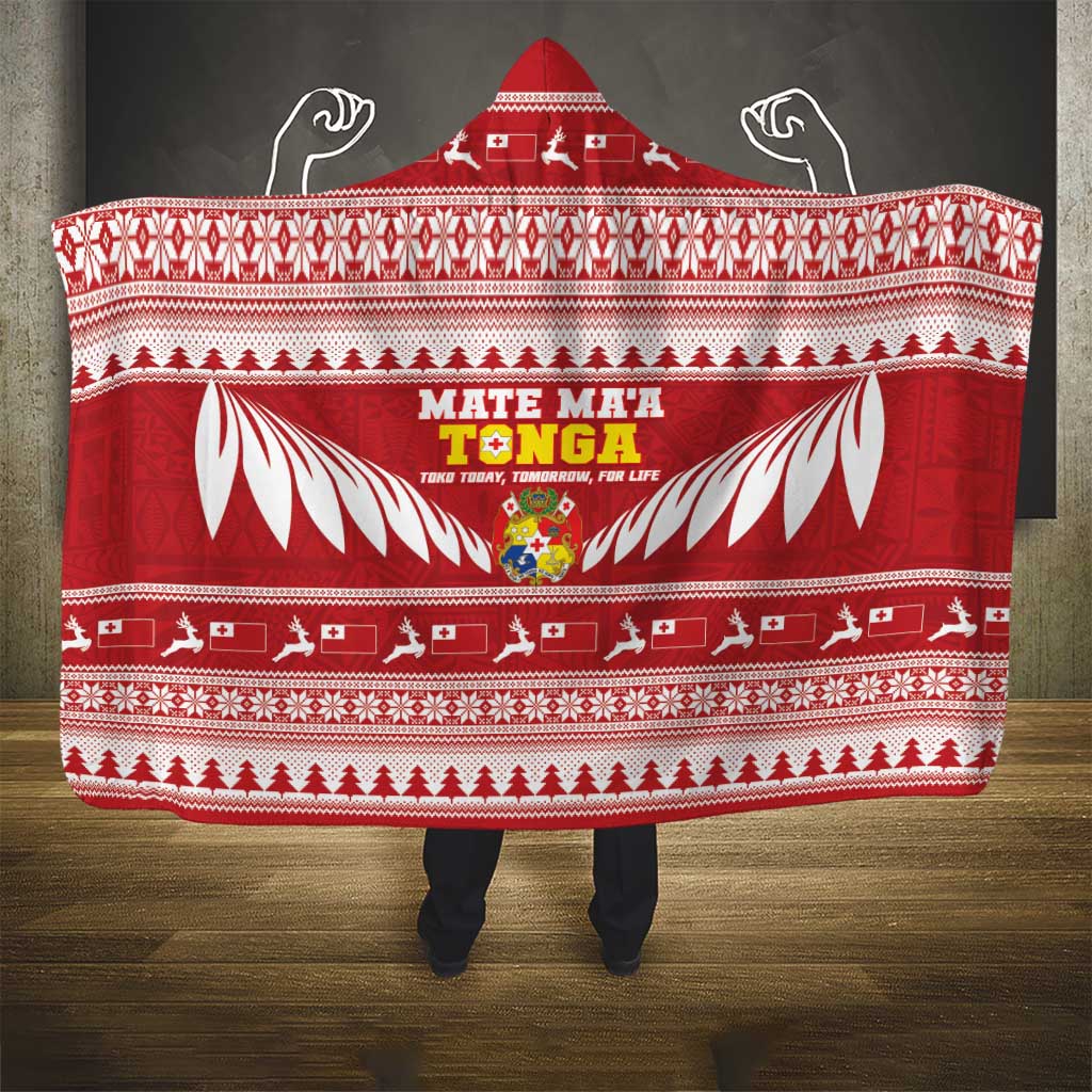 Tonga Rugby Christmas Hooded Blanket Mate Maa Tonga Ngatu Pattern LT14 - Polynesian Pride