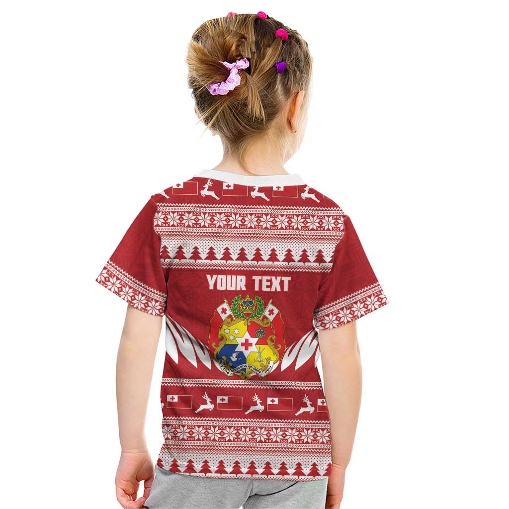 Personalised Tonga Rugby Christmas Kid T Shirt Mate Maa Tonga Ngatu Pattern LT14 - Polynesian Pride