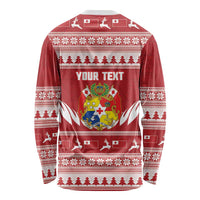 Personalised Tonga Rugby Christmas Long Sleeve Shirt Mate Maa Tonga Ngatu Pattern LT14 - Polynesian Pride