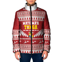 Personalised Tonga Rugby Christmas Padded Jacket Mate Maa Tonga Ngatu Pattern LT14 Men Red - Polynesian Pride
