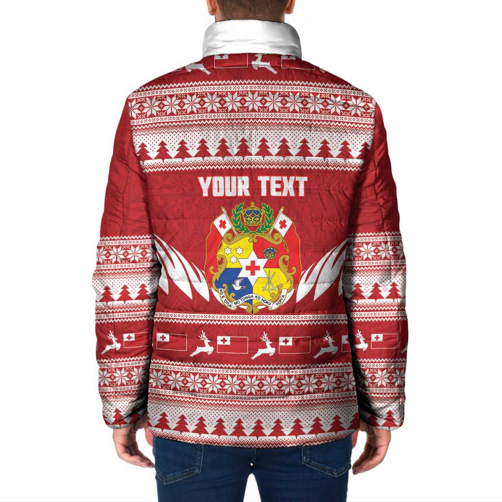 Personalised Tonga Rugby Christmas Padded Jacket Mate Maa Tonga Ngatu Pattern LT14 - Polynesian Pride