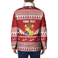 Personalised Tonga Rugby Christmas Padded Jacket Mate Maa Tonga Ngatu Pattern LT14 - Polynesian Pride