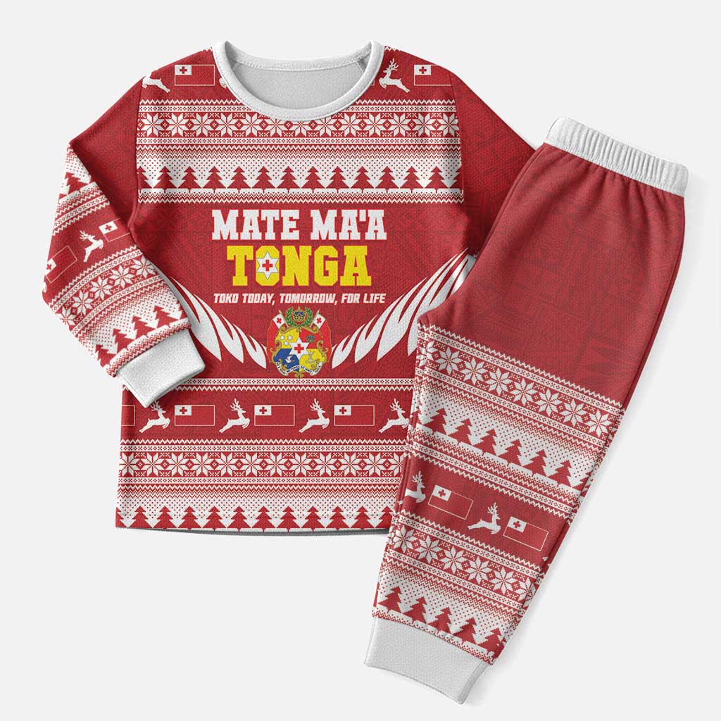Personalised Tonga Rugby Christmas Pajama Set Mate Maa Tonga Ngatu Pattern LT14 Men Red - Polynesian Pride