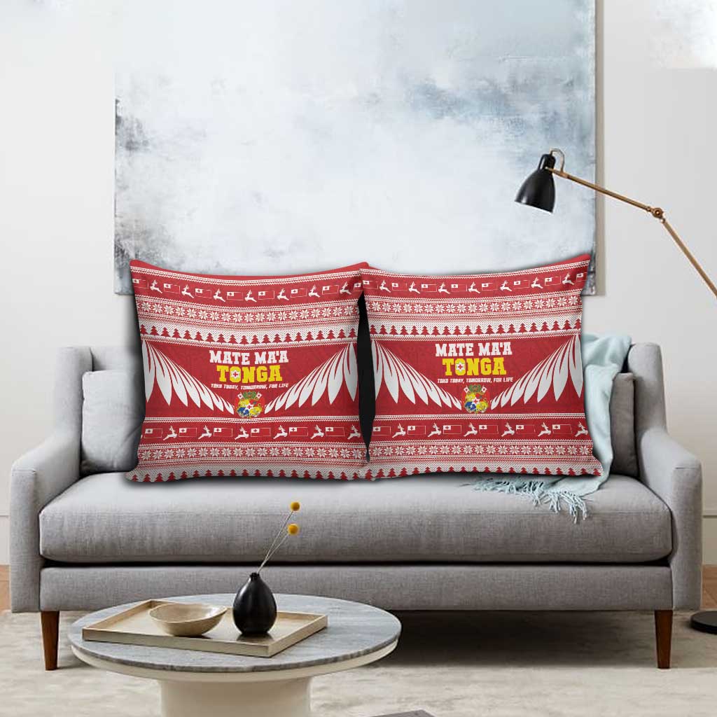 Tonga Rugby Christmas Pillow Cover Mate Maa Tonga Ngatu Pattern LT14 - Polynesian Pride