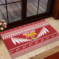 Tonga Rugby Christmas Rubber Doormat Mate Maa Tonga Ngatu Pattern LT14 - Polynesian Pride