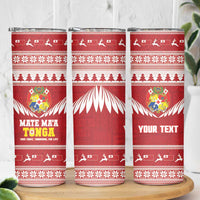 Personalised Tonga Rugby Christmas Skinny Tumbler Mate Maa Tonga Ngatu Pattern LT14 - Polynesian Pride